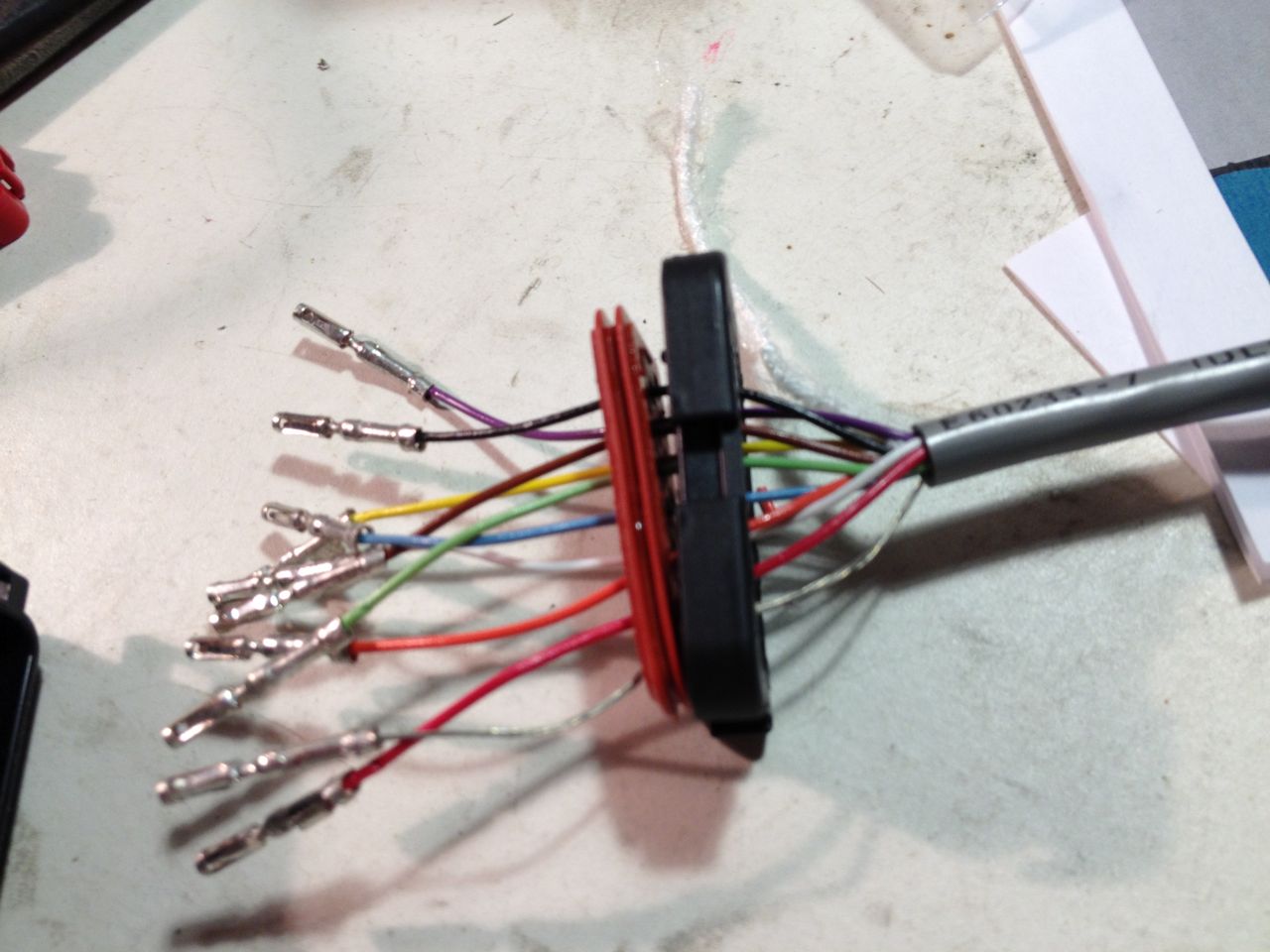 Partially assembled connector.